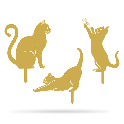 Garden Art - Cats 3 Pack Assorted / Gold - RealSteel Center