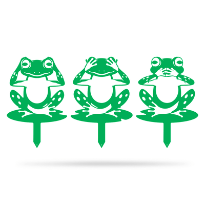 Garden Art - Frogs 3 Pack 14.5" x 21" / Green - RealSteel Center