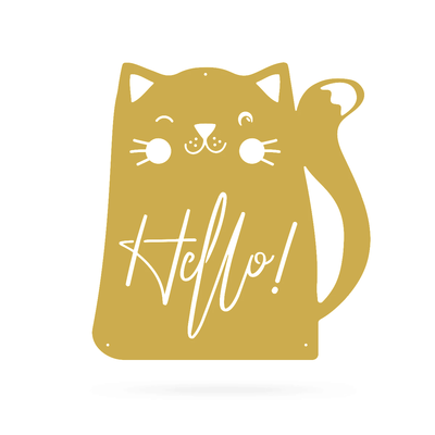 Hello Cat Wall Art 18" / Gold - RealSteel Center