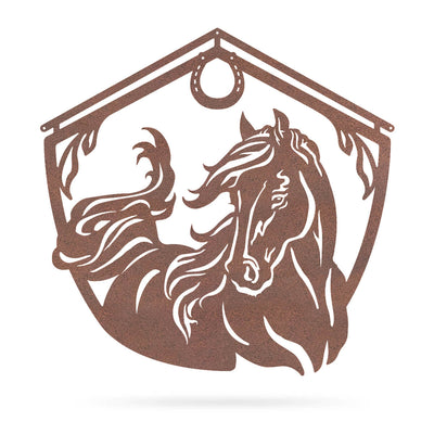 Horse and Barn Sign 18" / Rust - RealSteel Center