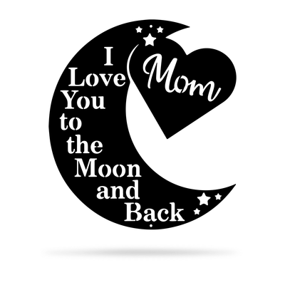 Love You To The Moon Wall Art - Mom Ltd 18" / Black - RealSteel Center