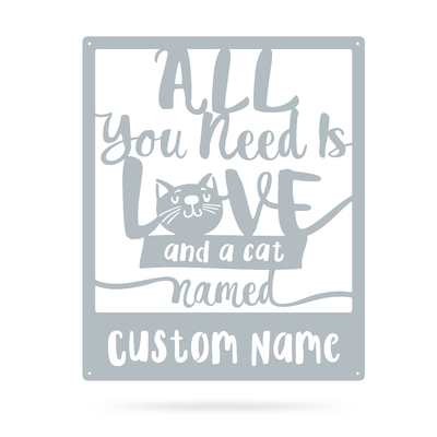 Love And A Cat Monogram 15"x18" / Textured Silver - RealSteel Center