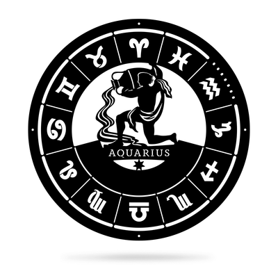 Aquarius - Zodiac Monogram 14" / Black - RealSteel Center