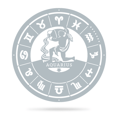 Aquarius - Zodiac Monogram 14" / Textured Silver - RealSteel Center