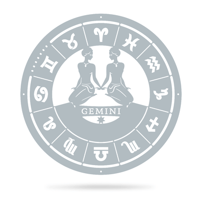Gemini - Zodiac Monogram 14" / Textured Silver - RealSteel Center