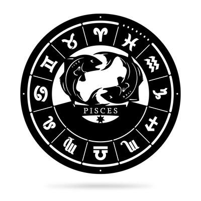Pisces - Zodiac Monogram 14" / Black - RealSteel Center
