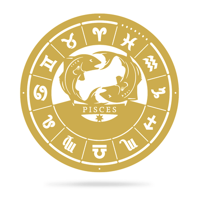 Pisces - Zodiac Monogram 14" / Gold - RealSteel Center