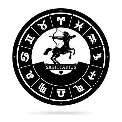 Sagittarius - Zodiac Monogram 14" / Black - RealSteel Center