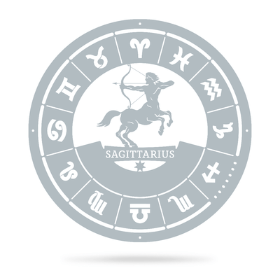 Sagittarius - Zodiac Monogram 14" / Textured Silver - RealSteel Center