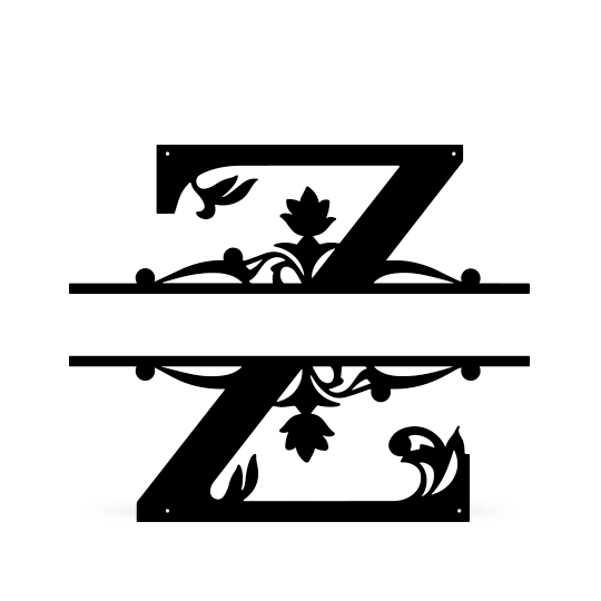 Split Letter Name Monogram 16" / Black / Z - RealSteel Center