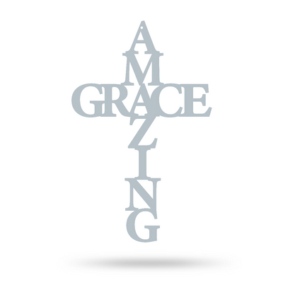 Amazing Grace Wall Art Cross 10"x16" / Textured Silver - RealSteel Center