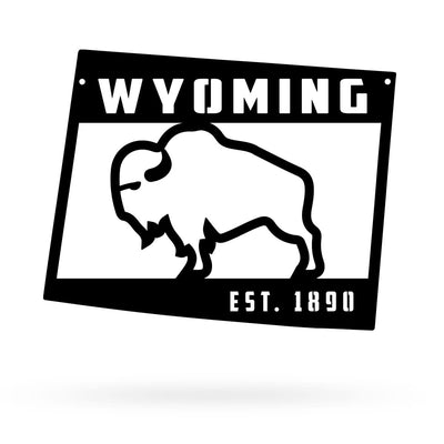 Wyoming State Metal Décor Small 12"x15" / Black - RealSteel Center