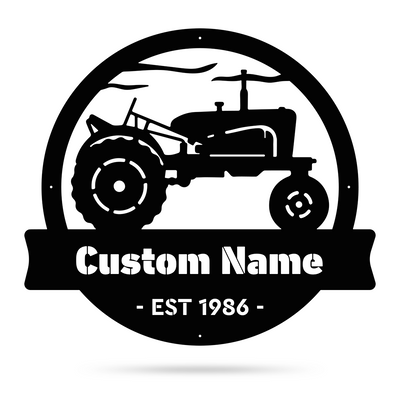Vintage Tractor Monogram 18" / Black - RealSteel Center